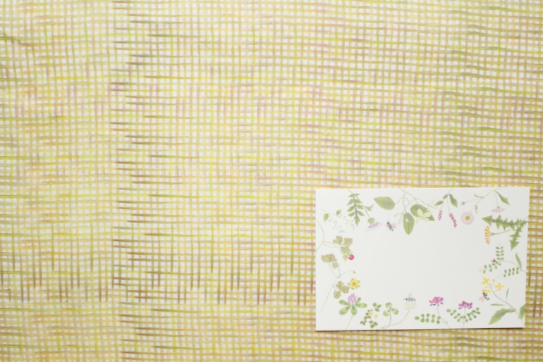 LINNET　リネンプリント　水彩ギンガム<br />ジョ-ヌ ミモザ