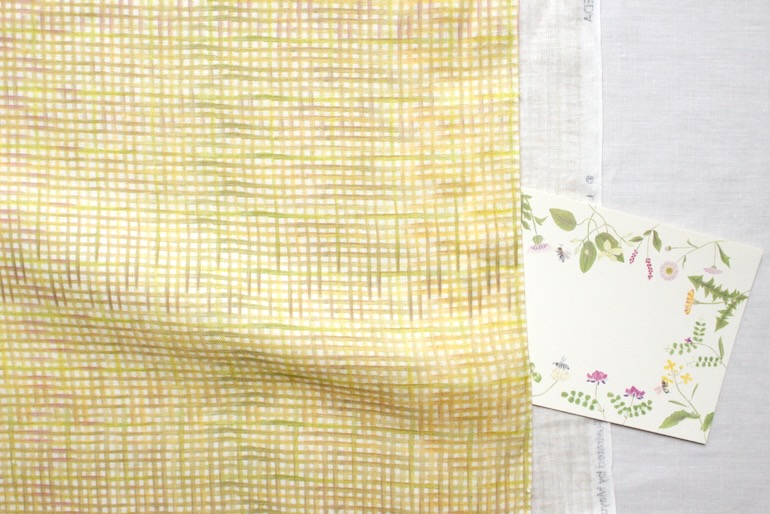 LINNET　リネンプリント　水彩ギンガム<br />ジョ-ヌ ミモザ