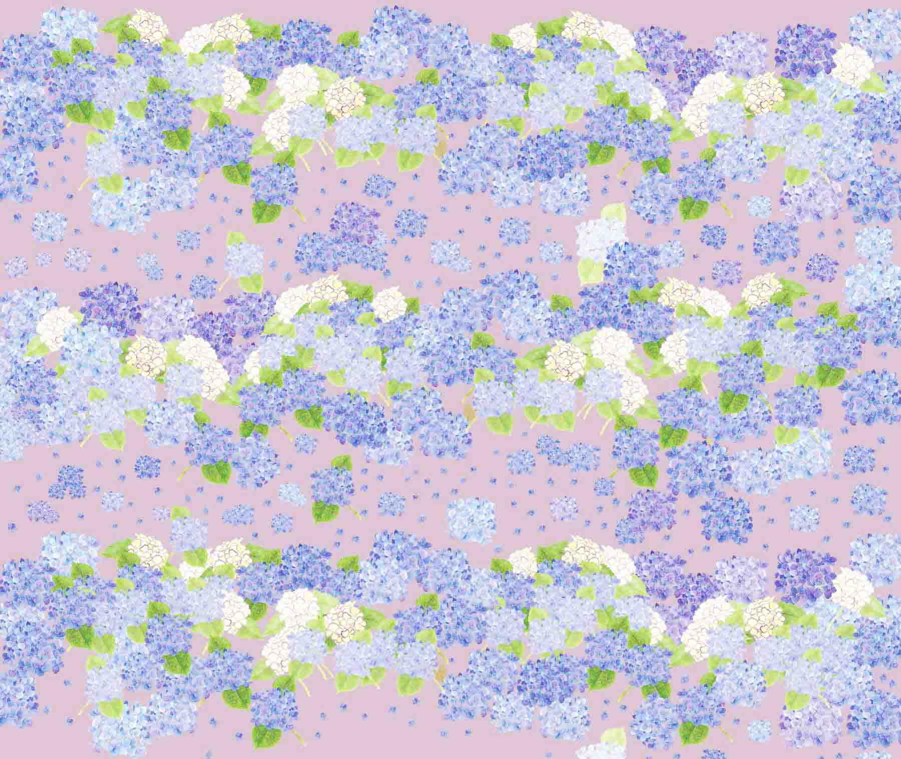 LINNET リネンプリント 紫陽花<br />こきいろグレー紫