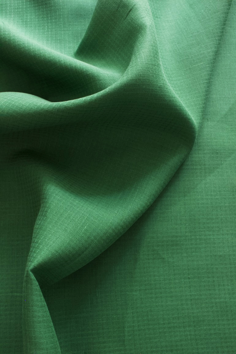 リネン高密度ドビー織シャドーチェック<br />グリ-ン