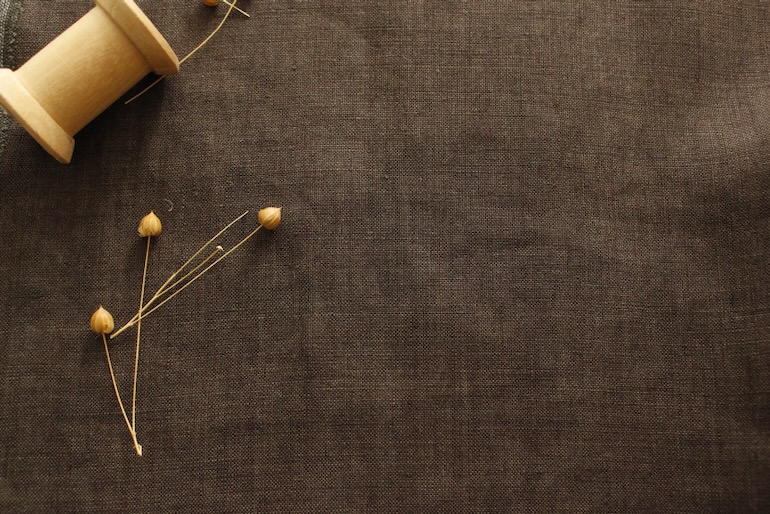 LINNET 先染めインディゴ<br />マロンブラウン