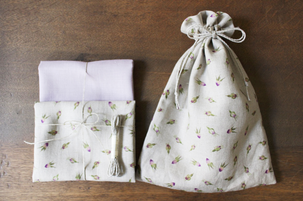 薔薇蕾の巾着セット<br />Flax